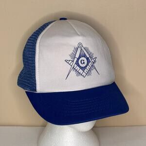 Vintage Freemason Trucker Cap Blue One Size Mesh Foam Snapback Baseball Hat